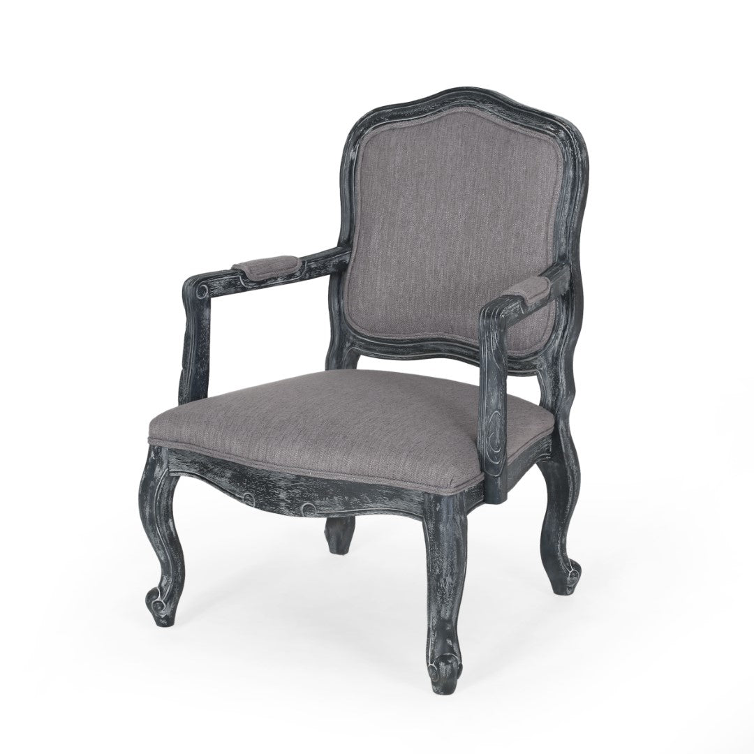 Christopher Knight Home® French Country Style Upholstered Wood Dining Armchair Set - 2 Pieces, Boasting Rustic Elegance, Made with Fabric and Rubberwood, Hand - Crafted Design, Assembly Required, Dimensions: 29.25 x 30 x 40.25 Inches, 300 lbs Weight Capacity