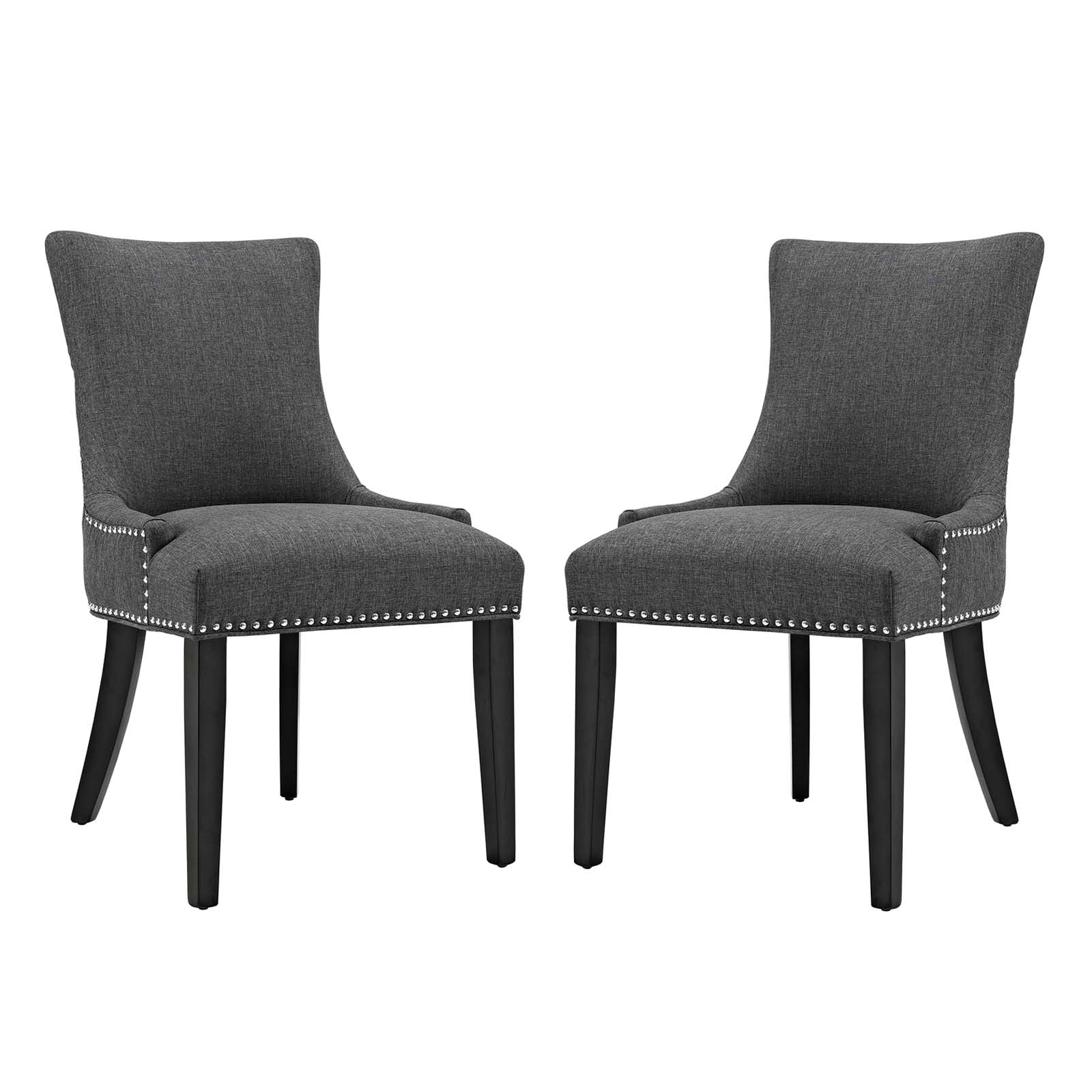 Marquis Elegant Two - Piece Set of Dining Side Chairs with Stylish Hourglass Design, Foam - Padded Seating Comfort and Decorative Nailhead Trim