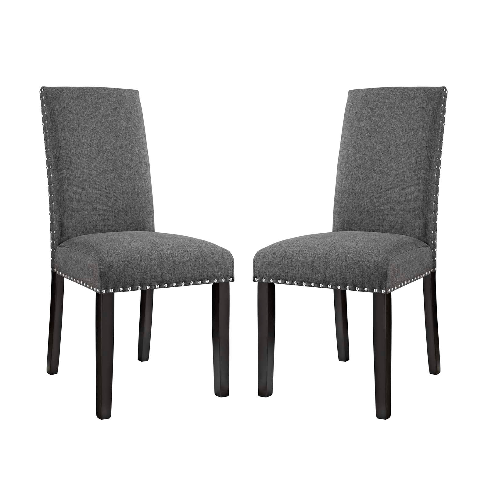 Modern Upholstered Parcel Dining Side Chair Set of Two with Nail-Head Trim for Enhanced Comfort