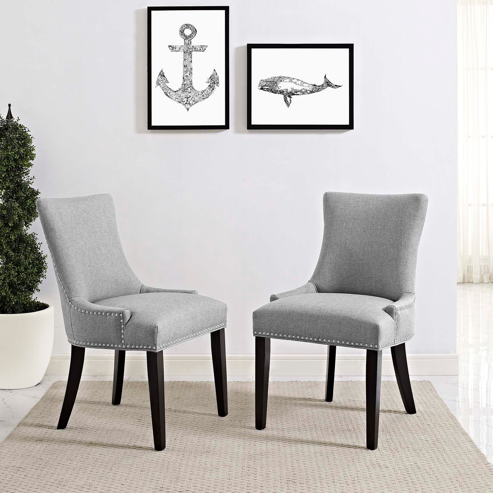 Marquis Elegant Two - Piece Set of Dining Side Chairs with Stylish Hourglass Design, Foam - Padded Seating Comfort and Decorative Nailhead Trim