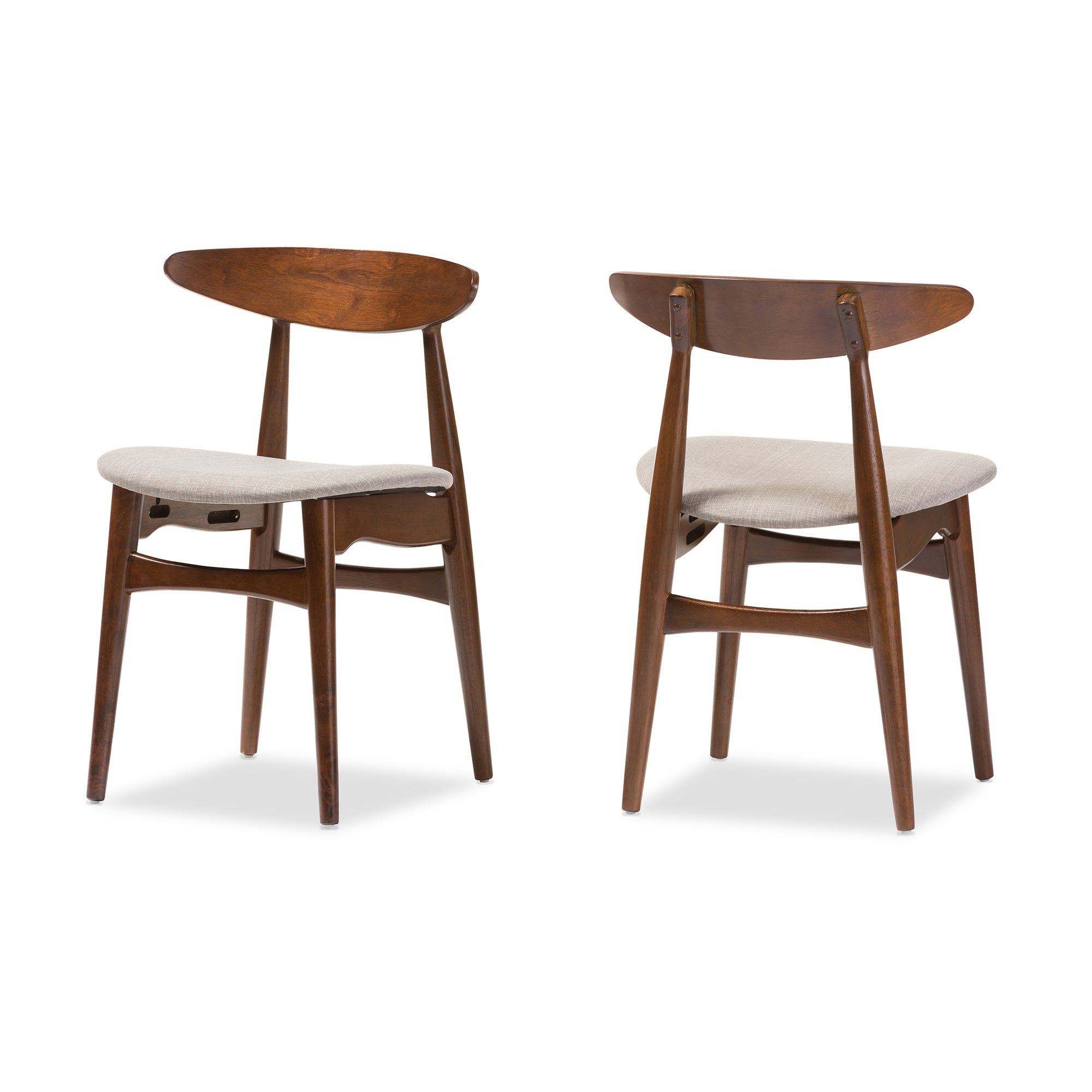 Flora Mid-Century Modern Light Grey Upholstered Dining Chair with Sturdy Oak Legs, Ideal for Elegant and Stylish Interiors