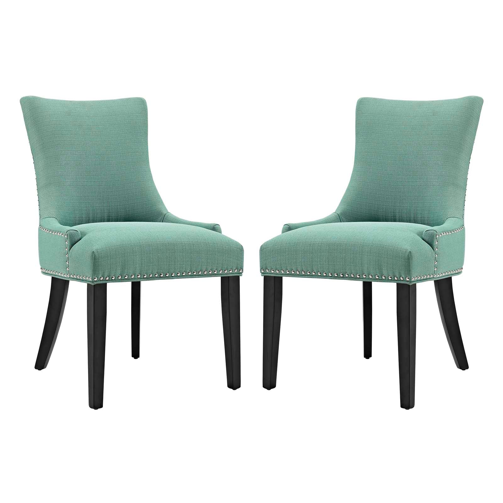 Marquis Elegant Two - Piece Set of Dining Side Chairs with Stylish Hourglass Design, Foam - Padded Seating Comfort and Decorative Nailhead Trim