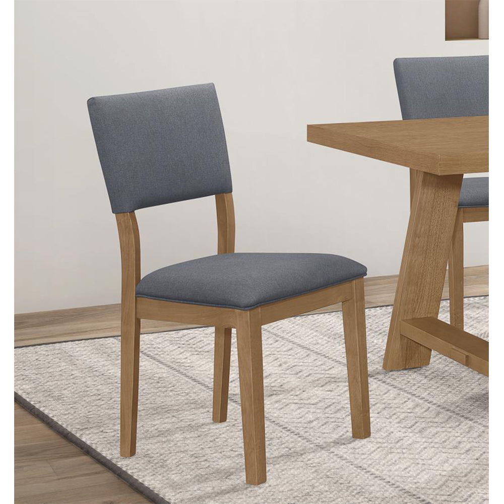 Blue Fabric Upholstered Dining Chair Set - Comfortable Seats, Modern Rustic Style