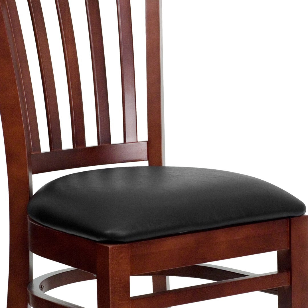 High - Capacity Commercial Mahogany Wood Restaurant Chair with Vinyl Seat