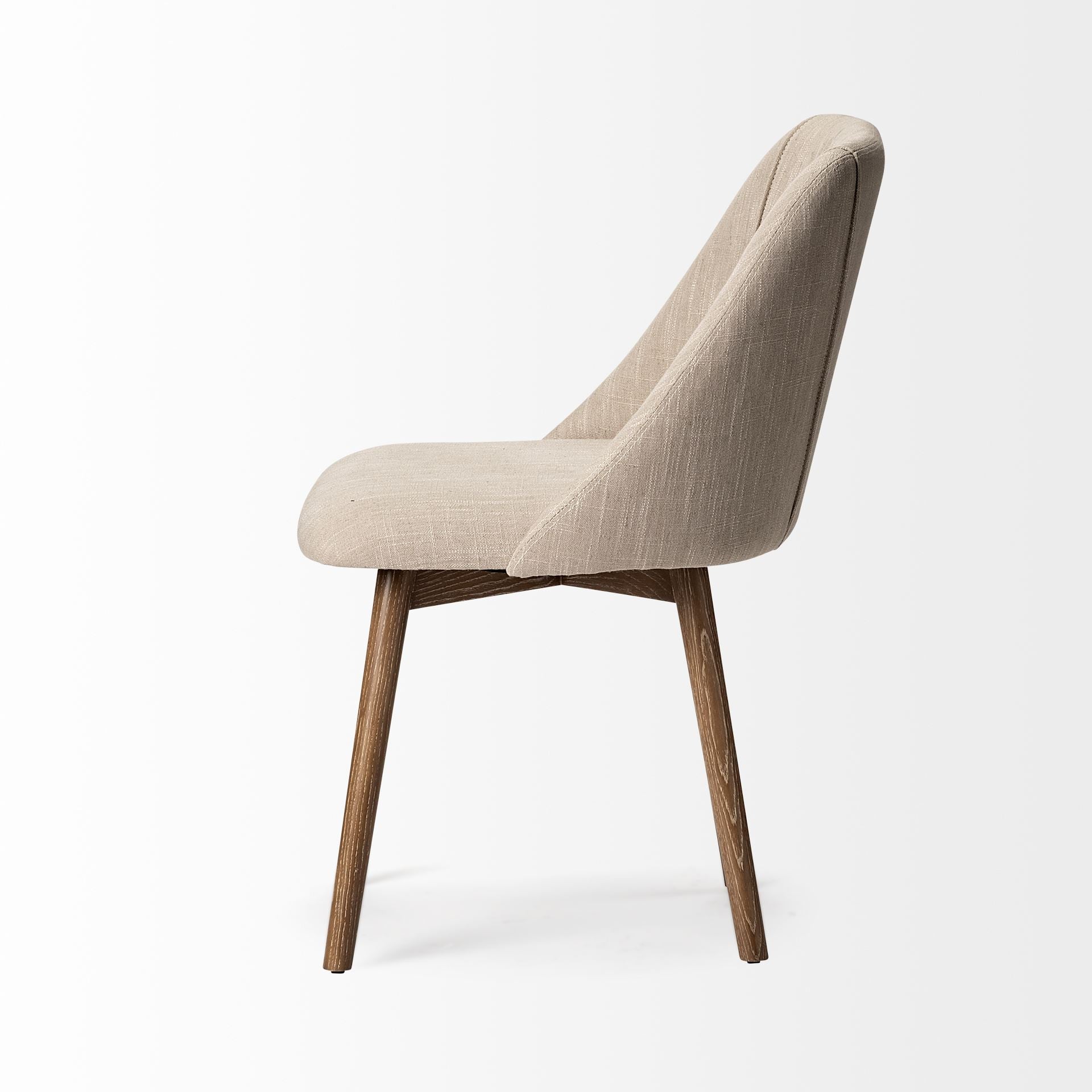 Two-piece Set of Elegant Cream and Brown Upholstered Side Chairs for Dining and Accent