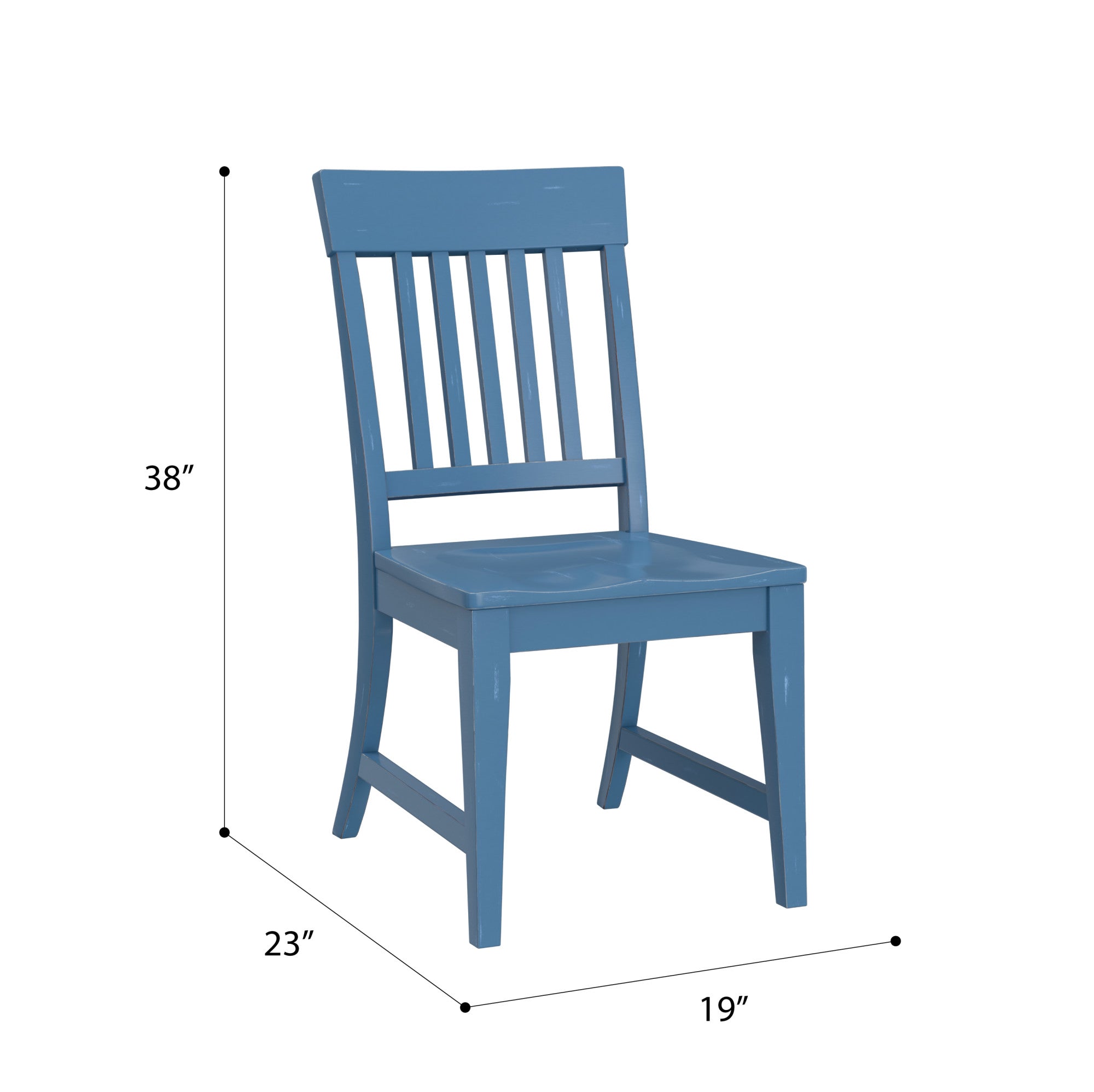Wallace & Bay Haidel Set of 2 Antique Blue Farmhouse-Style Slat Back Dining Chairs for Easy Assembly in Your Dining Room