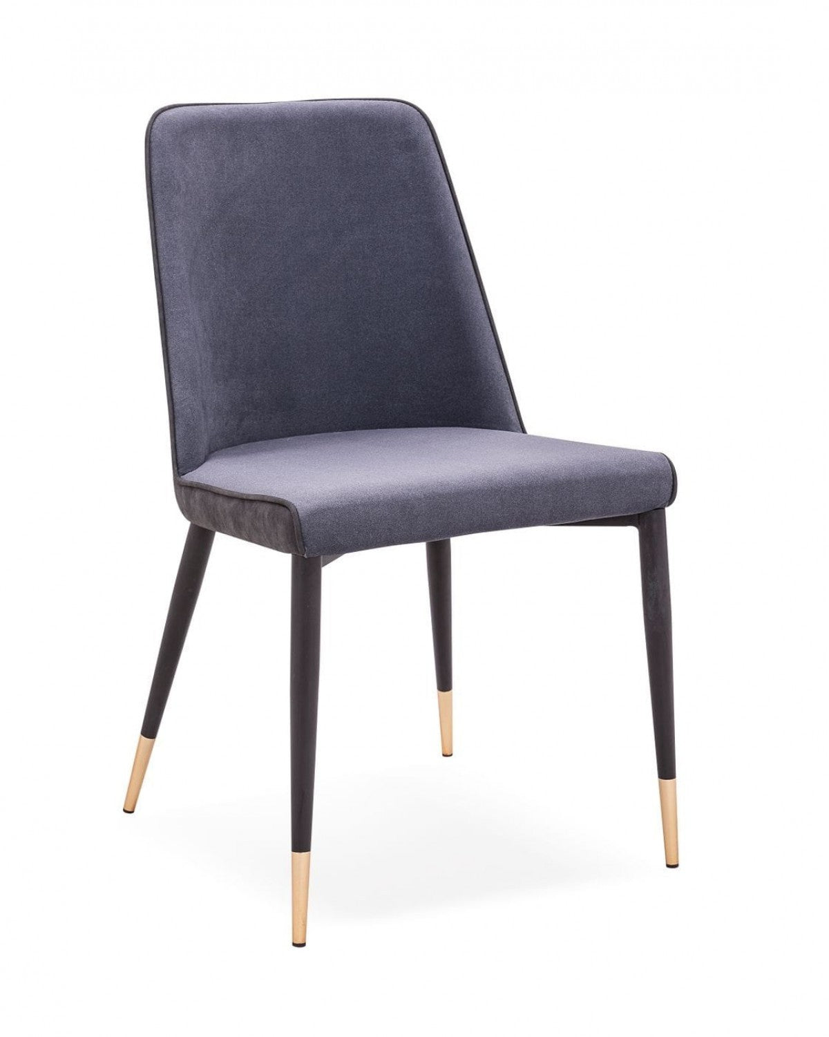 Two-piece Set of Dark Gray Dining Chairs with Vintage Glam and Gold Accents
