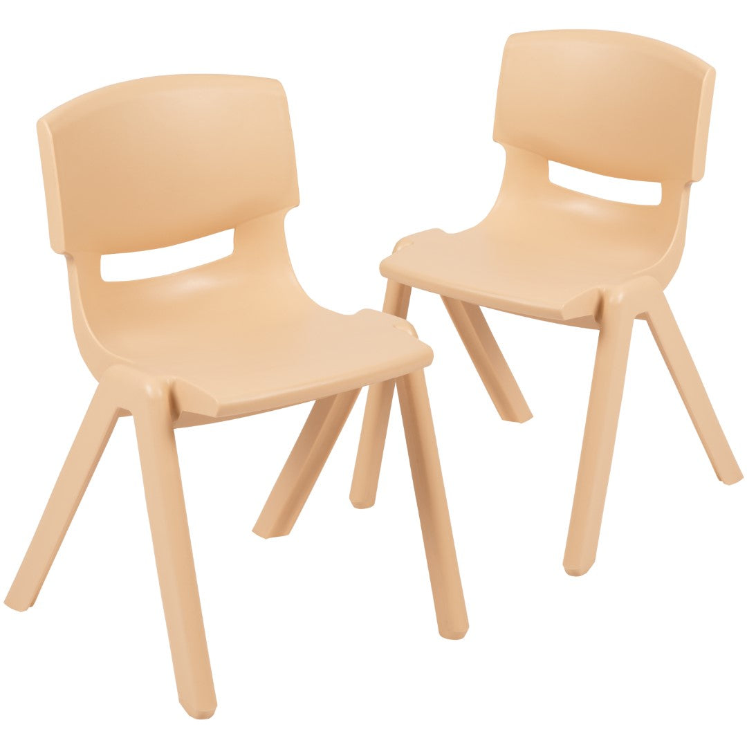 2-Piece Set of Stackable Blue Plastic School Chairs for Children Aged 5 to 7 with 13.25-Inch Seat