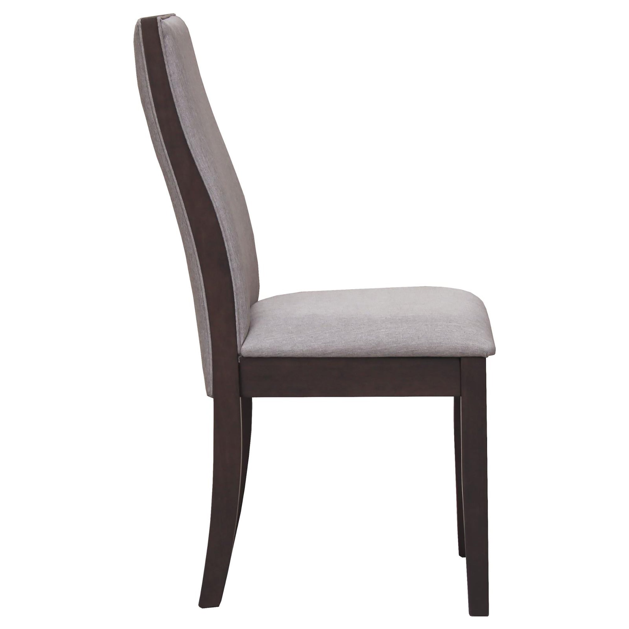 Stylish and Versatile Set of Two Taupe and Espresso Upholstered Dining Room Chairs - Dimensions: 19 x 23.25 x 38.5