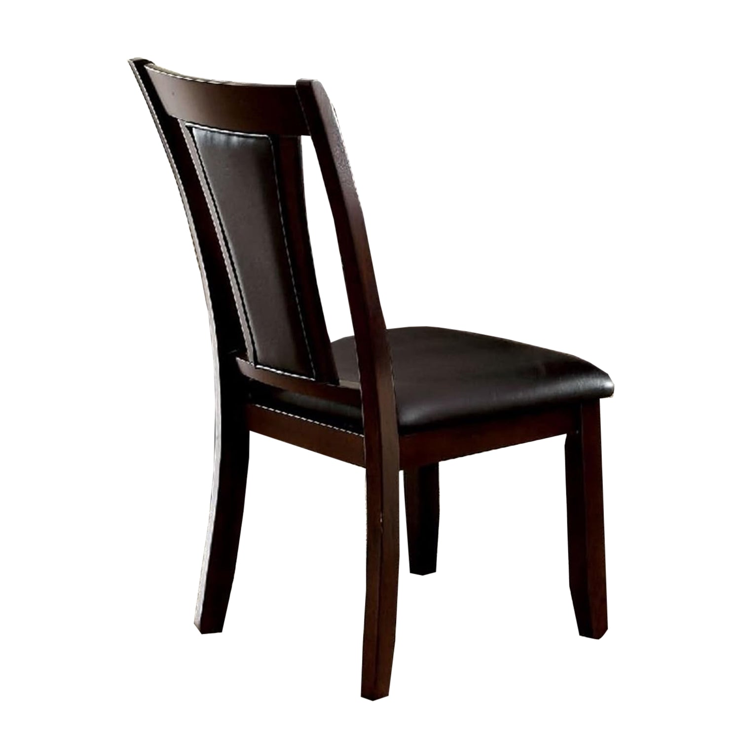 2-Piece Set of Dark Cherry Padded Espresso Leatherette Side Chairs
