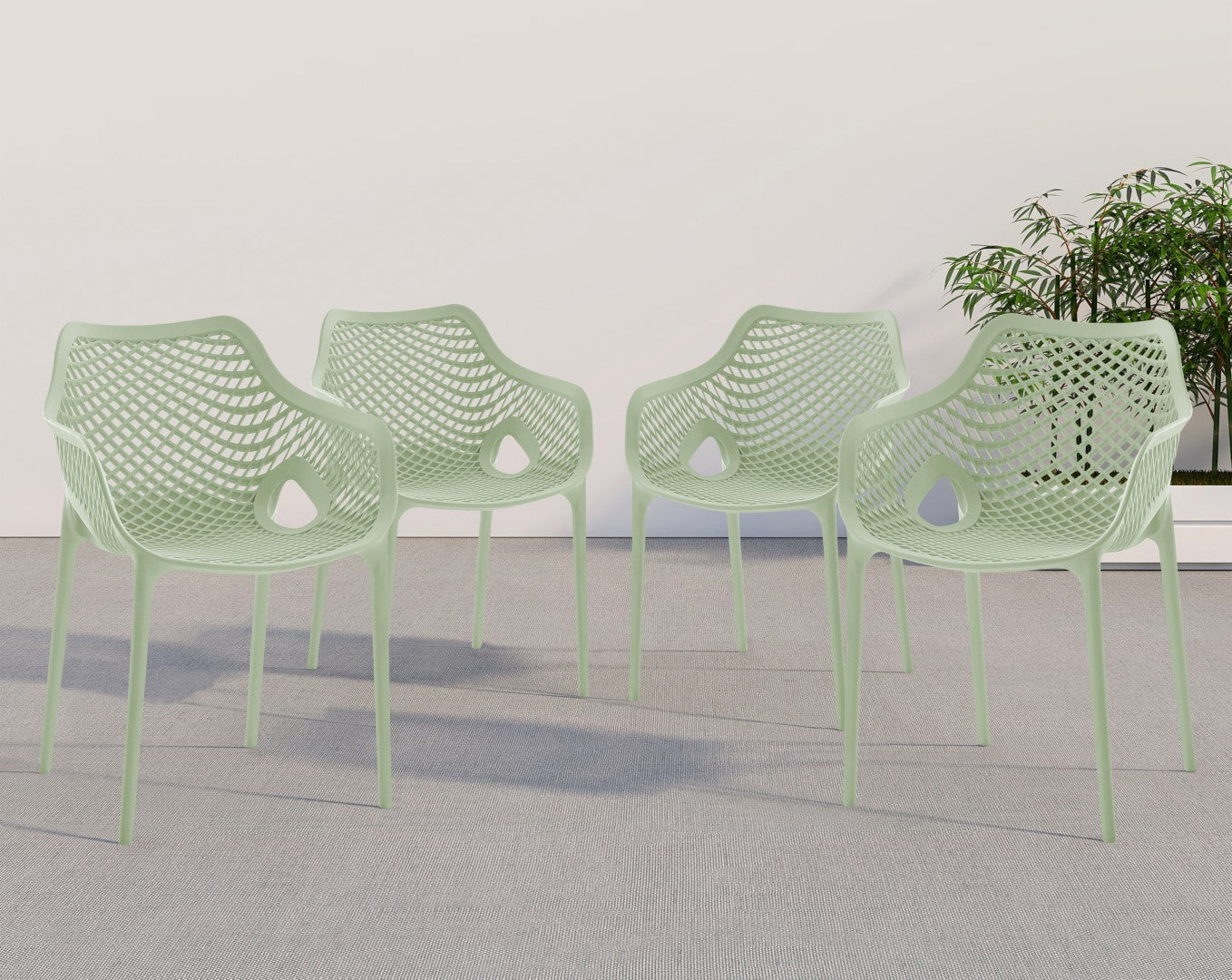 Mykonos Durable & Weather-Resistant Contemporary Outdoor Patio Dining Chair Set
