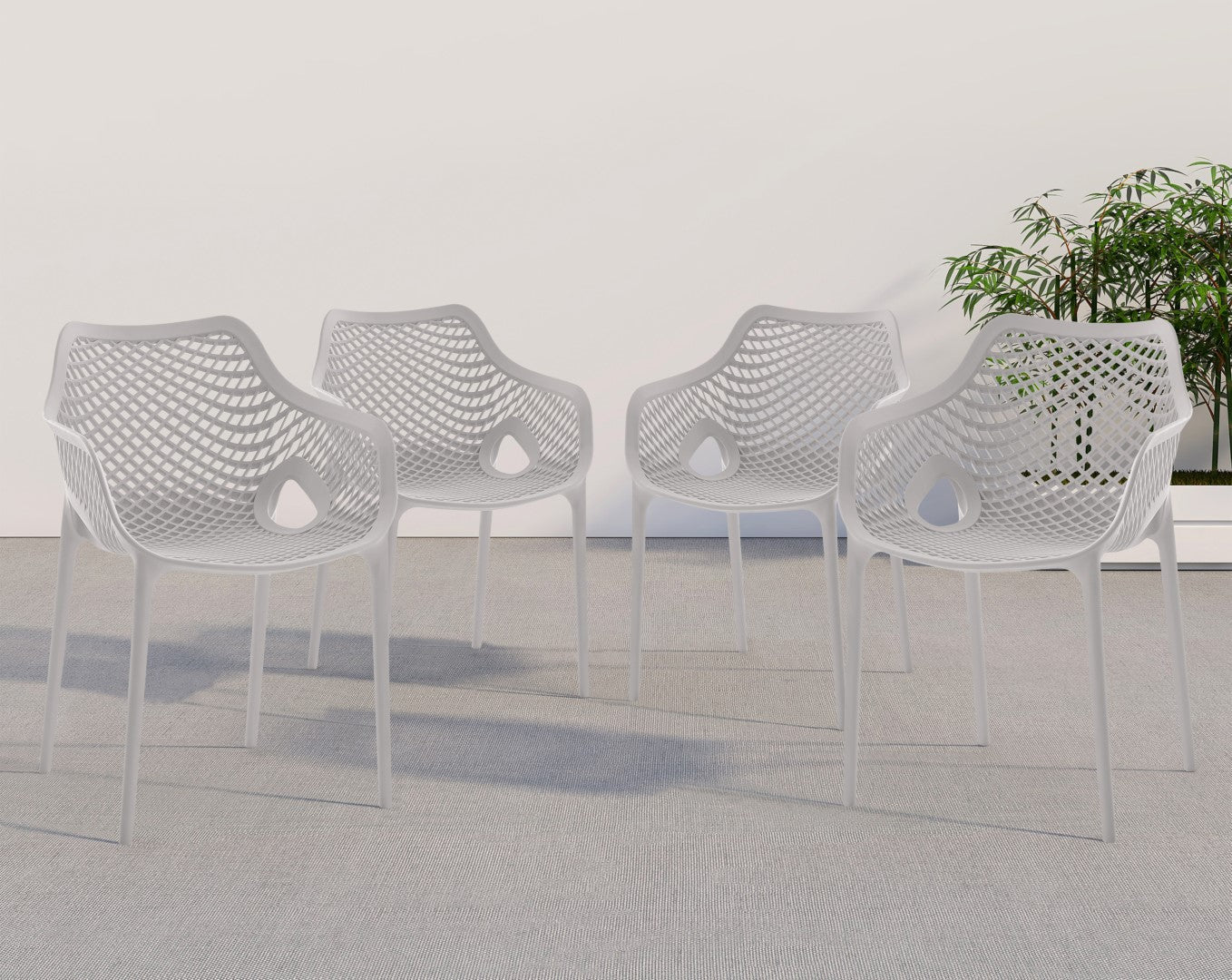 Mykonos Durable & Weather-Resistant Contemporary Outdoor Patio Dining Chair Set