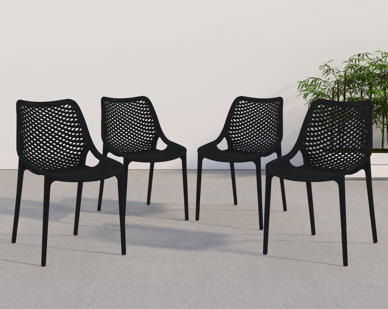 Mykonos Durable & Weather-Resistant Contemporary Outdoor Patio Dining Chair Set